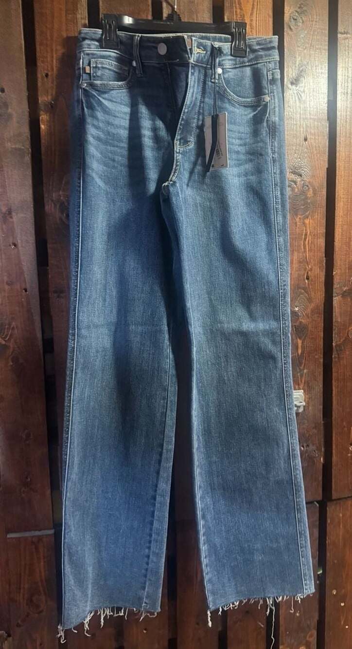 Judy Blue Tummy Control  Straight Fit Frayed Hem Jeans